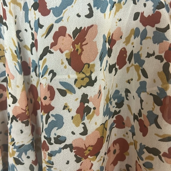 Multicolored Floral Chiffon V-Neck Top - Hayden - Picture 3 of 5